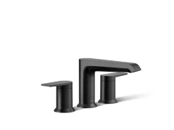 Deck-mount bath faucet trim