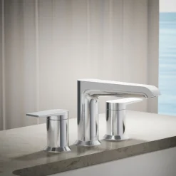 Deck-mount bath faucet trim