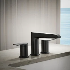 Deck-mount bath faucet trim