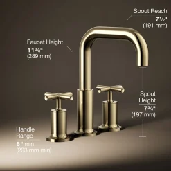 Deck-mount bath faucet trim with Cross handles