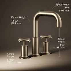 Deck-mount bath faucet trim with Cross handles