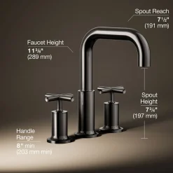 Deck-mount bath faucet trim with Cross handles
