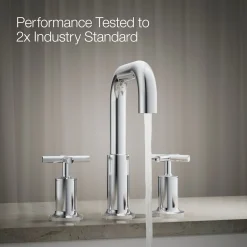Deck-mount bath faucet trim with Cross handles