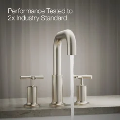 Deck-mount bath faucet trim with Cross handles