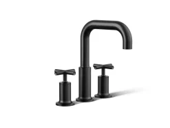 Deck-mount bath faucet trim with Cross handles