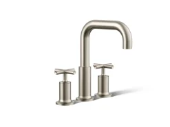 Deck-mount bath faucet trim with Cross handles