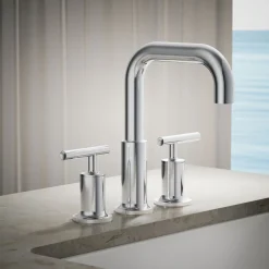 Deck-mount bath faucet trim with Lever handles