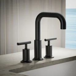 Deck-mount bath faucet trim with Lever handles