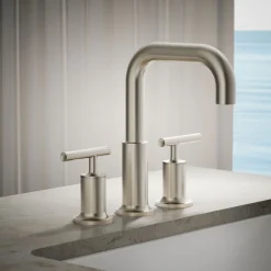 Deck-mount bath faucet trim with Lever handles