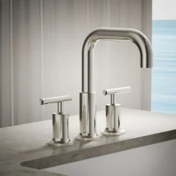 Deck-mount bath faucet trim with Lever handles
