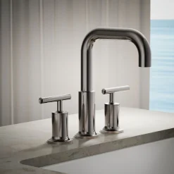 Deck-mount bath faucet trim with Lever handles