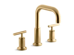 Deck-mount bath faucet trim with Lever handles