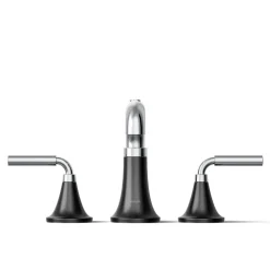 Deck-mount bath faucet trim with diverter