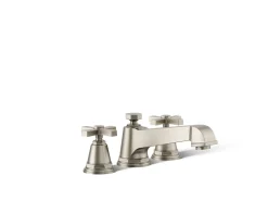 Deck-mount bath faucet trim with cross handles