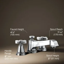 Deck-mount bath faucet trim with cross handles