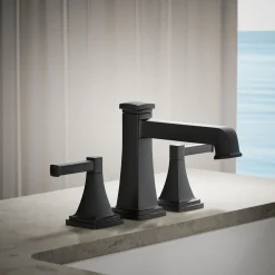 Deck-mount bath faucet trim with diverter