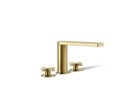 Deck-mount bath faucet with cross handles