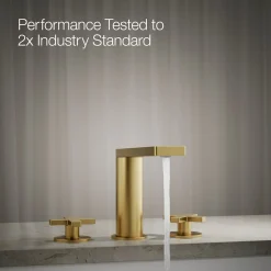 Deck-mount bath faucet with cross handles