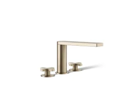 Deck-mount bath faucet with cross handles