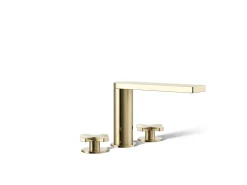 Deck-mount bath faucet with cross handles