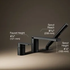 Deck-mount bath faucet with handshower