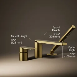 Deck-mount bath faucet with handshower