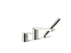 Deck-mount bath faucet with handshower