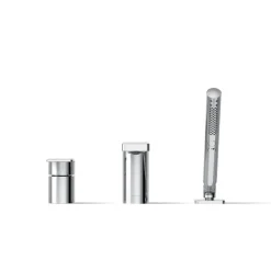 Deck-mount bath faucet with handshower