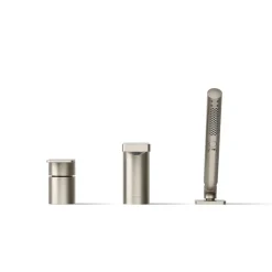 Deck-mount bath faucet with handshower