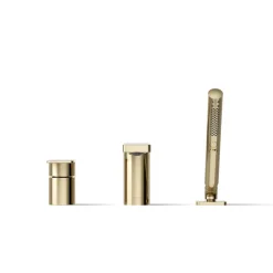 Deck-mount bath faucet with handshower