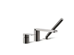 Deck-mount bath faucet with handshower