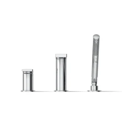 Deck-mount bath faucet with handshower
