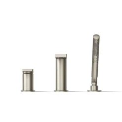Deck-mount bath faucet with handshower