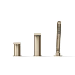 Deck-mount bath faucet with handshower