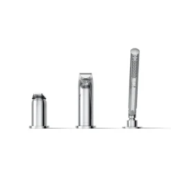 Deck-mount bath faucet with handshower