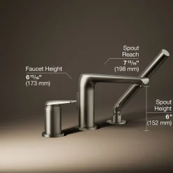Deck-mount bath faucet with handshower
