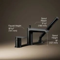 Deck-mount bath faucet with handshower