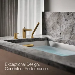 Deck-mount bath faucet with handshower