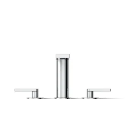 Deck-mount bath faucet with lever handles