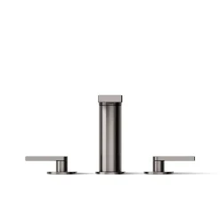Deck-mount bath faucet with lever handles