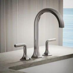 Deck-mount bath spout with Cane design
