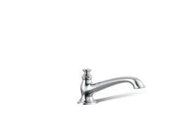 Deck-mount bath spout with flare design