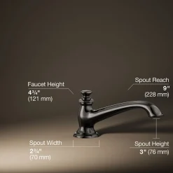 Deck-mount bath spout with flare design