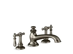 Deck-mount bath spout with flare design