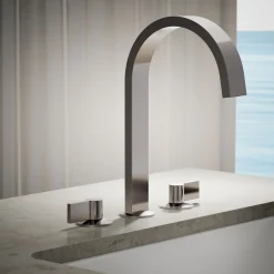 Deck-mount bath spout with Ribbon design