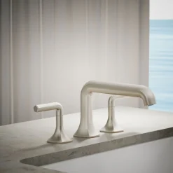 Deck-mount bath spout with Straight design