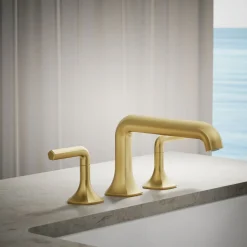 Deck-mount bath spout with Straight design