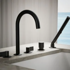 Deck-mount handshower holder and two-way diverter valve