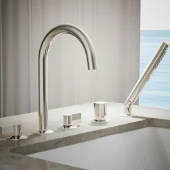 Deck-mount handshower holder and two-way diverter valve