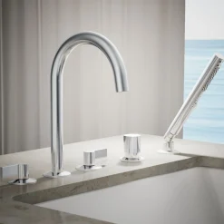 Deck-mount handshower holder and two-way diverter valve